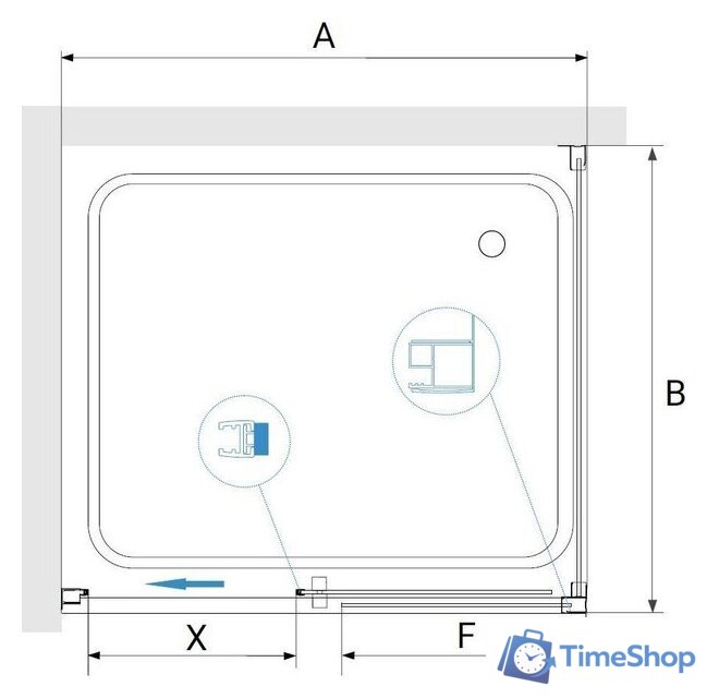 Душевой уголок RGW PA-76 (PA-016 + Z-050-2) 35087652-11 150x120 (хром/прозрачное стекло) - Изображение №2 — Интернет-магазин Time-Shop