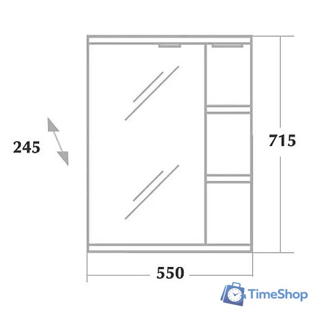  Onika Шкаф с зеркалом 55.01 L 205512 - Изображение №4 — Интернет-магазин Time-Shop