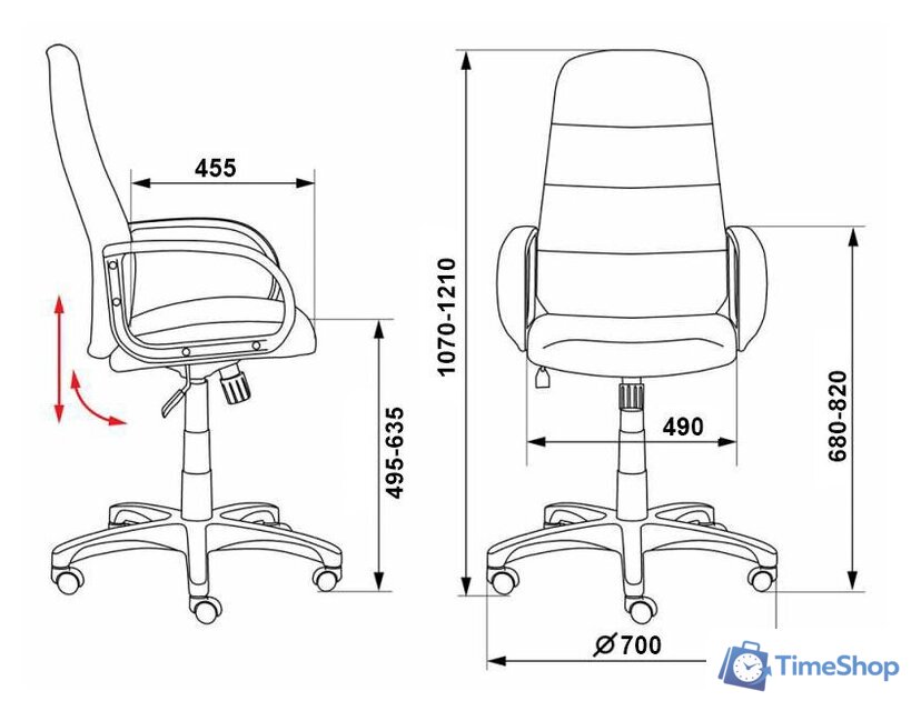 Офисное кресло Бюрократ CH-808AXSN (серый 3C1) - Изображение №6 — Интернет-магазин Time-Shop