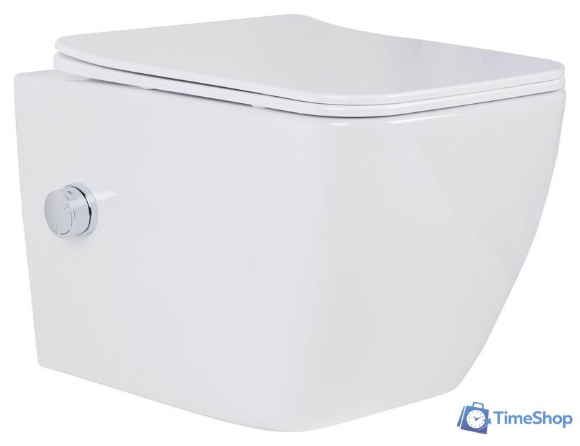 Унитаз подвесной Roxen Cube bidet в комплекте с инсталляцией StounFix Dual Fresh 6 в 1 966246 (кнопка: бежевый) - Изображение №5 — Интернет-магазин Time-Shop