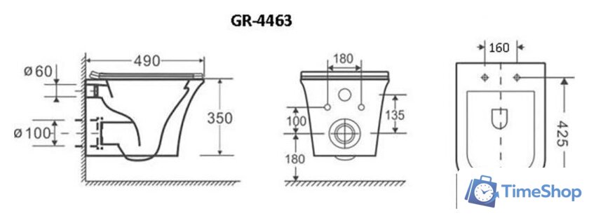 Унитаз подвесной Grossman GR-4463S (с сиденьем) - Изображение №6 — Интернет-магазин Time-Shop
