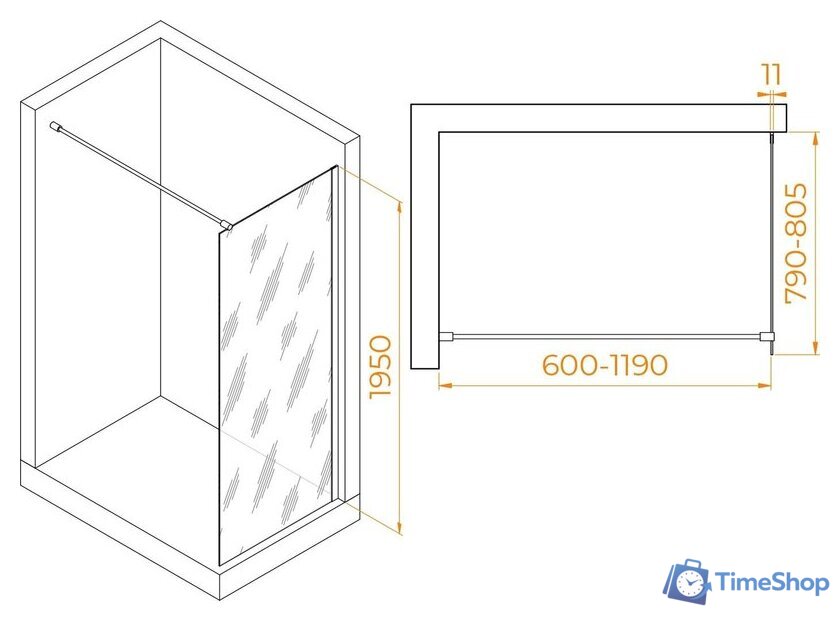 Душевая стенка RGW WA-002W 35100208-15 80 (белый/прозрачное стекло) - Изображение №2 — Интернет-магазин Time-Shop