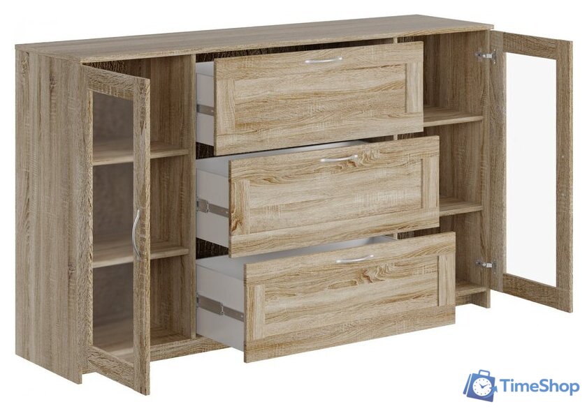 Тумба Mio Tesoro Сириус 2 двери со стеклом 156x95 2.02.03.370.3 (дуб сонома) - Изображение №2 — Интернет-магазин Time-Shop