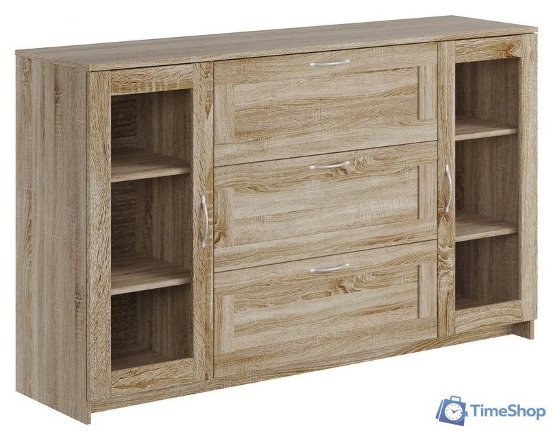 Тумба Mio Tesoro Сириус 2 двери со стеклом 156x95 2.02.03.370.3 (дуб сонома) - Изображение №1 — Интернет-магазин Time-Shop