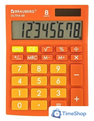Бухгалтерский калькулятор BRAUBERG Ultra-08-RG 250511 (оранжевый) - Изображение №1 — Интернет-магазин Time-Shop