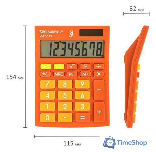 Бухгалтерский калькулятор BRAUBERG Ultra-08-RG 250511 (оранжевый) - Изображение №6 — Интернет-магазин Time-Shop