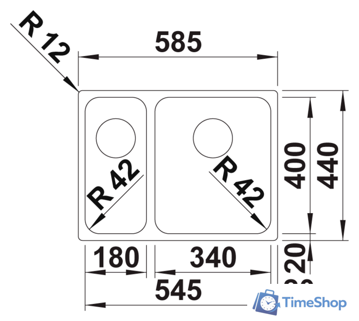 Кухонная мойка Blanco Solis 340/180-IF 526130 (правая, полированная) - Изображение №2 — Интернет-магазин Time-Shop
