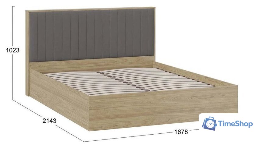 Кровать Трия Сэнди с ПМ Тип 2 160x200 (вяз благородный/велюр графит) - Изображение №4 — Интернет-магазин Time-Shop