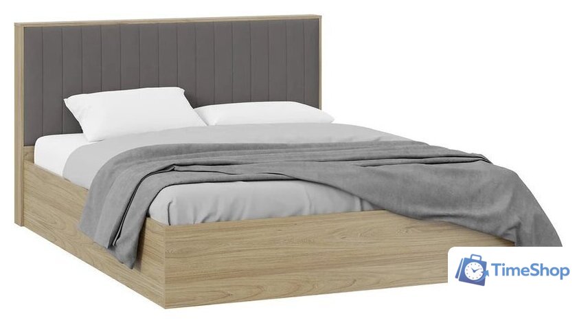 Кровать Трия Сэнди с ПМ Тип 2 160x200 (вяз благородный/велюр графит) - Изображение №1 — Интернет-магазин Time-Shop