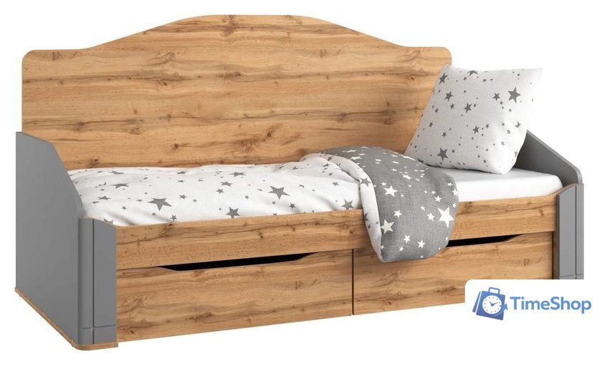 Кровать-тахта Involux Sale 90x200 с ящиками км0144 (серый шифер/дуб натюрель) - Изображение №1 — Интернет-магазин Time-Shop