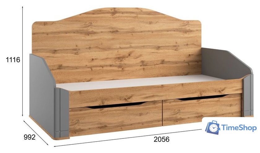 Кровать-тахта Involux Sale 90x200 с ящиками км0144 (серый шифер/дуб натюрель) - Изображение №4 — Интернет-магазин Time-Shop