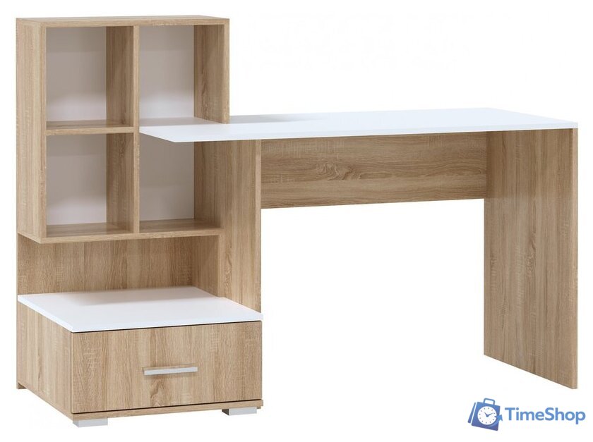 Стол Памир ПКС-10 (дуб сонома/белый глянец) - Изображение №1 — Интернет-магазин Time-Shop