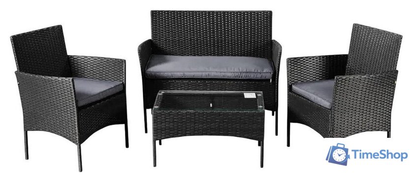 Набор садовой мебели Calviano 4 предмета (черный) - Изображение №1 — Интернет-магазин Time-Shop