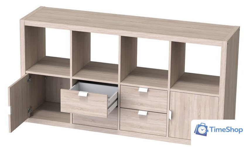 Стеллаж Mebelain Фора 8 (дуб беленый) - Изображение №3 — Интернет-магазин Time-Shop