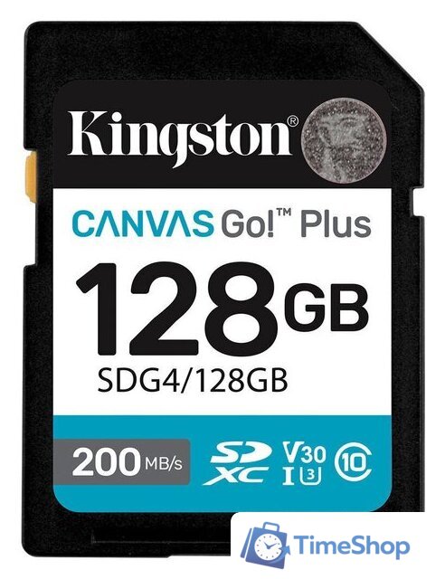 Карта памяти Kingston Canvas Go! Plus SDXC 128GB SDG4/128GB - Изображение №1 — Интернет-магазин Time-Shop