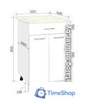 Шкаф напольный Кортекс-мебель Корнелия Лира НШ50р1ш (дуб сонома/марсель) - Изображение №6 — Интернет-магазин Time-Shop