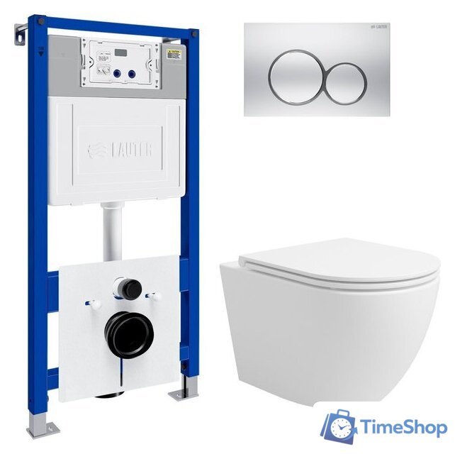 Унитаз подвесной Lauter Vortex 2110830 с кнопкой 219703E (круглая, сатин) - Изображение №1 — Интернет-магазин Time-Shop