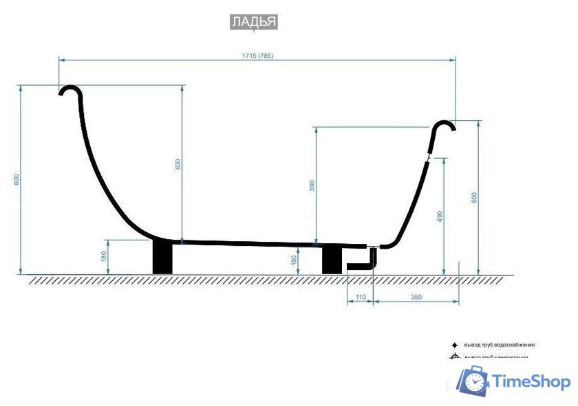 Ванна Belux Ладья ВЛА-1700 (белый) - Изображение №4 — Интернет-магазин Time-Shop
