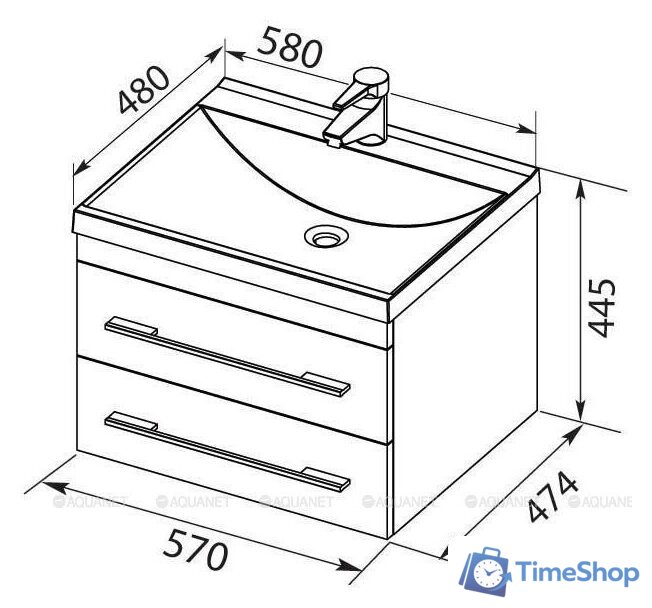  Aquanet Тумба под умывальник Верона New 58 272428 - Изображение №3 — Интернет-магазин Time-Shop