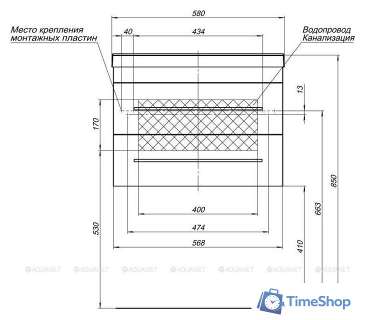 Aquanet Тумба под умывальник Верона New 58 272428 - Изображение №4 — Интернет-магазин Time-Shop