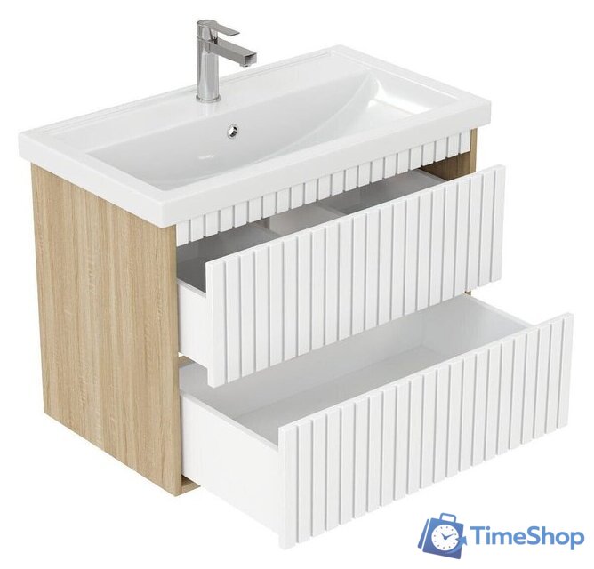  Onika Тумба под умывальник Дайлер 80 108061 (белый/дуб сонома) - Изображение №4 — Интернет-магазин Time-Shop