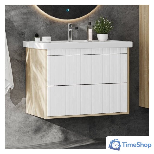  Onika Тумба под умывальник Дайлер 80 108061 (белый/дуб сонома) - Изображение №8 — Интернет-магазин Time-Shop