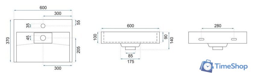 Умывальник Rea Goya 60 (черный) - Изображение №6 — Интернет-магазин Time-Shop
