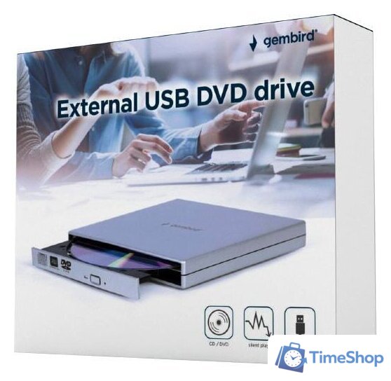 Оптический привод Gembird DVD-USB-02-SV - Изображение №5 — Интернет-магазин Time-Shop