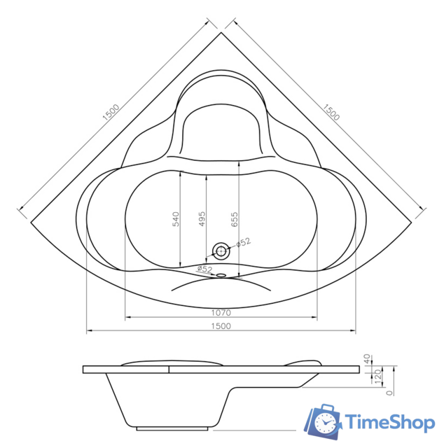 Ванна Lavinia Boho Elegant 150х150 37050150 - Изображение №5 — Интернет-магазин Time-Shop