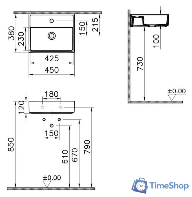 Умывальник Vitra ArchiPlan 7400B003-0001 - Изображение №4 — Интернет-магазин Time-Shop