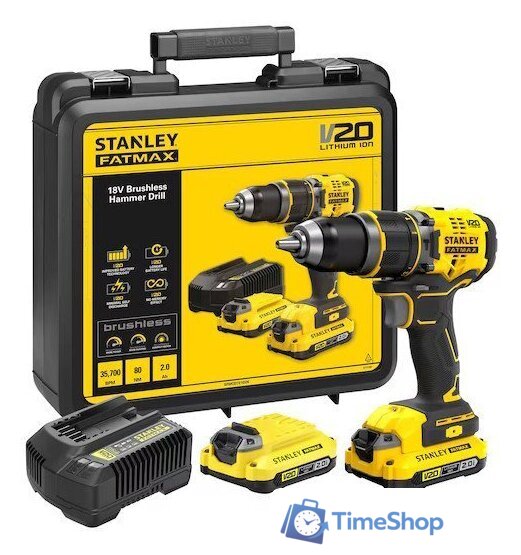 Ударная дрель-шуруповерт Stanley SFMCD721D2K (с 2-мя АКБ, кейс) - Изображение №1 — Интернет-магазин Time-Shop