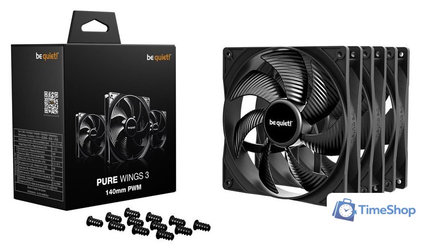 Комплект вентиляторов для корпуса be quiet! Pure Wings 3 140mm PWM BL139 - Изображение №2 — Интернет-магазин Time-Shop