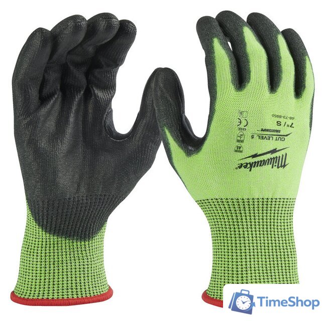 Перчатки хозяйственные Milwaukee Hi-Vis Cut level 5/E 8/M 4932479932 - Изображение №1 — Интернет-магазин Time-Shop