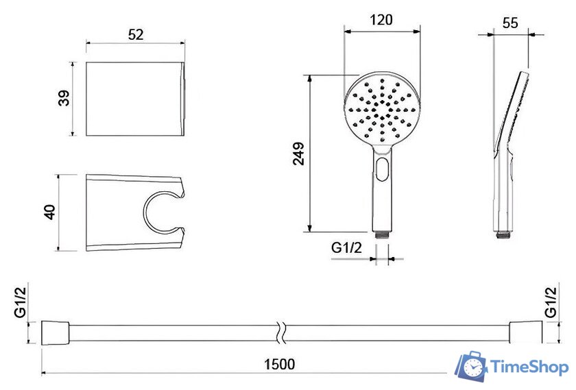 Душевой гарнитур  Aquatek Оберон AQ2033MB (черный матовый) - Изображение №5 — Интернет-магазин Time-Shop