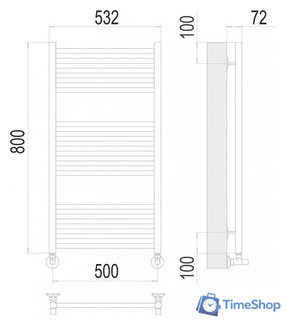Полотенцесушитель TERMINUS Аврора П16 500х800 нп (сатин) - Изображение №2 — Интернет-магазин Time-Shop