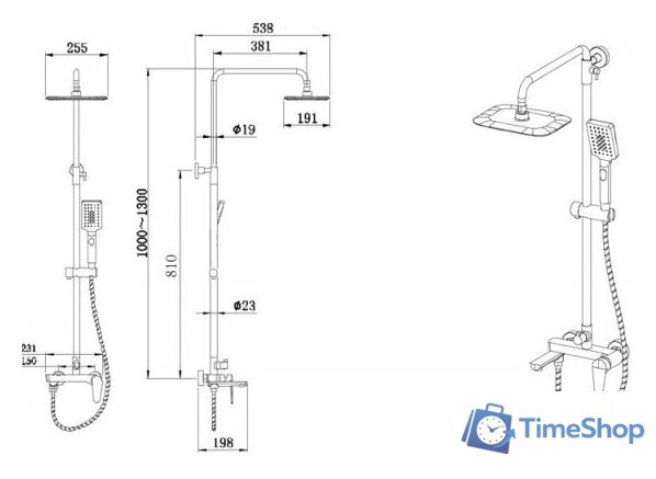 Душевая система  Bravat Arden F6351385CP-A1-RUS - Изображение №2 — Интернет-магазин Time-Shop
