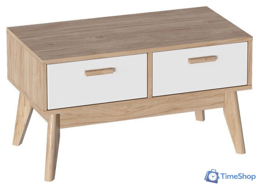 Комод Мебельград Калгари 2 ящ. (дуб натуральный светлый/белый матовый) - Изображение №1 — Интернет-магазин Time-Shop