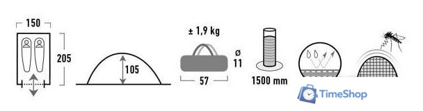 Треккинговая палатка High Peak Monodome PU 10159 (синий) - Изображение №8 — Интернет-магазин Time-Shop