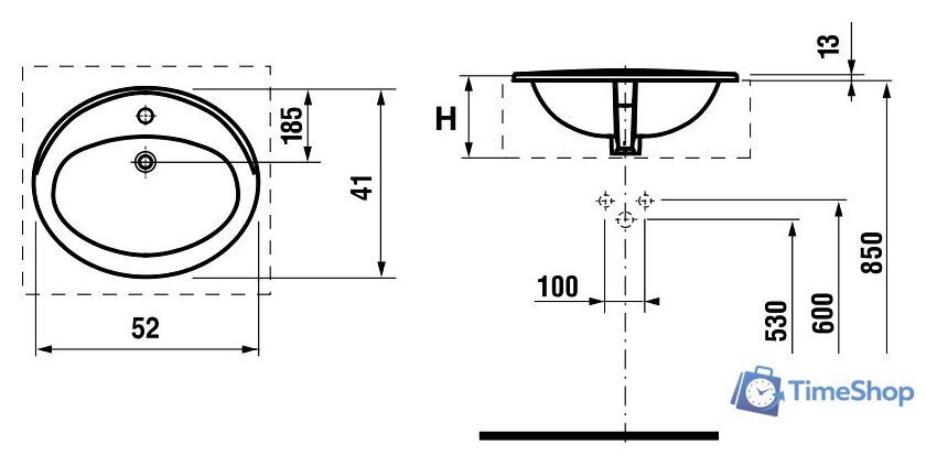 Умывальник Roca Adora 52x41 [327204000] - Изображение №2 — Интернет-магазин Time-Shop