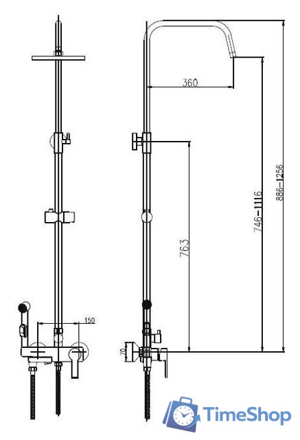 Душевая система  Haiba HB2416 - Изображение №2 — Интернет-магазин Time-Shop