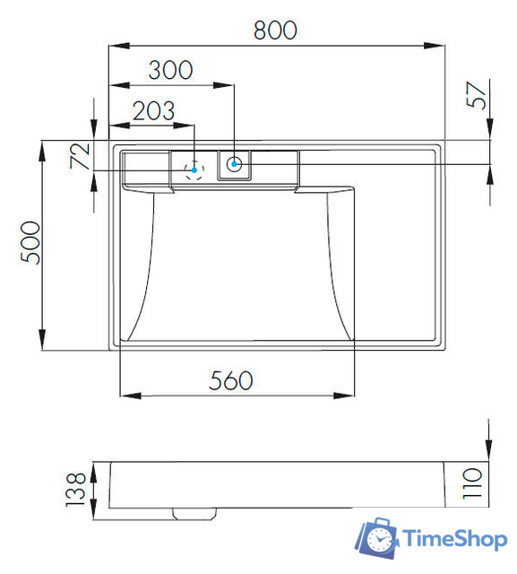 Умывальник Акватон Рейн 80 1A72113KRW010 - Изображение №4 — Интернет-магазин Time-Shop