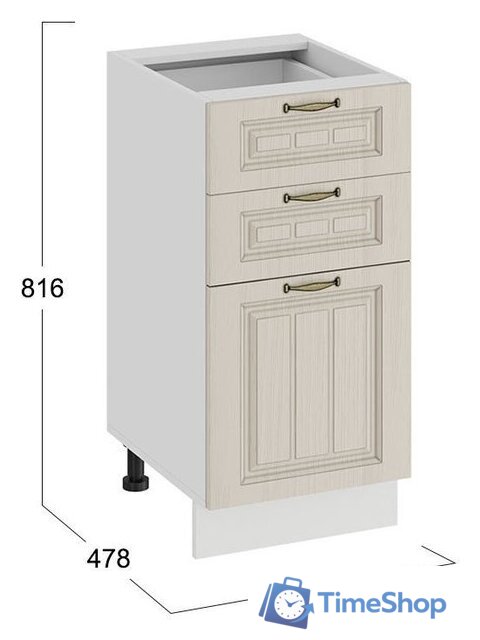 Шкаф напольный Трия Лина 1Н4Я3 (белый/кремовый) - Изображение №3 — Интернет-магазин Time-Shop