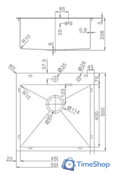 Кухонная мойка Raglo R700.5050.05 - Изображение №2 — Интернет-магазин Time-Shop