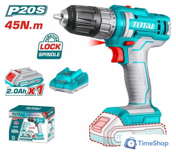 Дрель-шуруповерт Total TDLI200518 (с 1-м АКБ) - Изображение №2 — Интернет-магазин Time-Shop