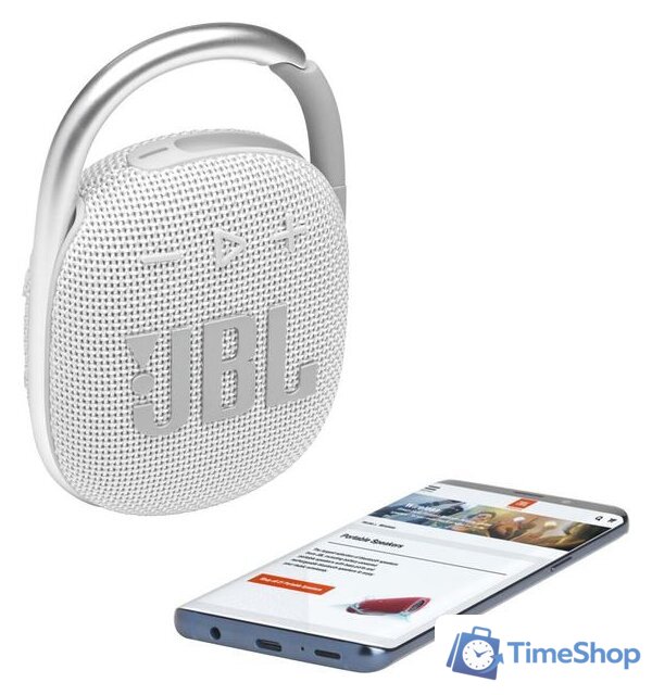 Беспроводная колонка JBL Clip 4 (белый) - Изображение №6 — Интернет-магазин Time-Shop
