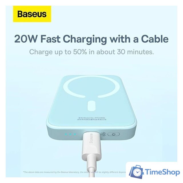 Внешний аккумулятор Baseus Magnetic Wireless PPCX020003 6000mAh (голубой) - Изображение №2 — Интернет-магазин Time-Shop