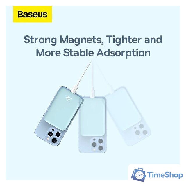 Внешний аккумулятор Baseus Magnetic Wireless PPCX020003 6000mAh (голубой) - Изображение №5 — Интернет-магазин Time-Shop