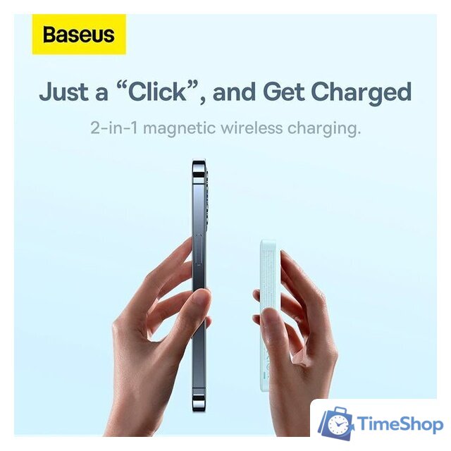 Внешний аккумулятор Baseus Magnetic Wireless PPCX020003 6000mAh (голубой) - Изображение №3 — Интернет-магазин Time-Shop