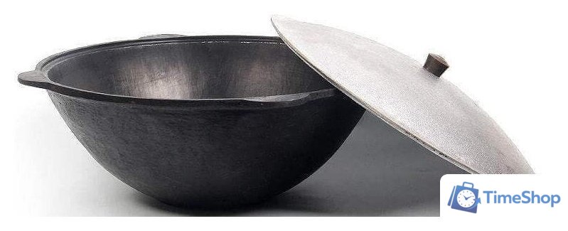 Казан Chugun Invest Узбекский с алюминиевой крышкой (12 л, плоское дно) - Изображение №2 — Интернет-магазин Time-Shop