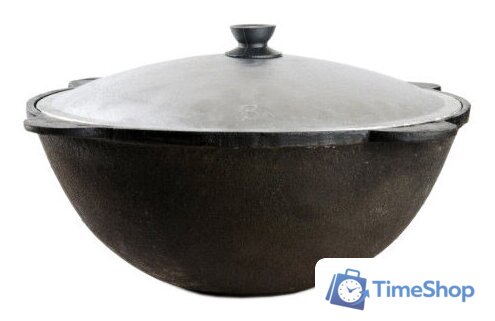 Казан Chugun Invest Узбекский с алюминиевой крышкой (12 л, плоское дно) - Изображение №1 — Интернет-магазин Time-Shop